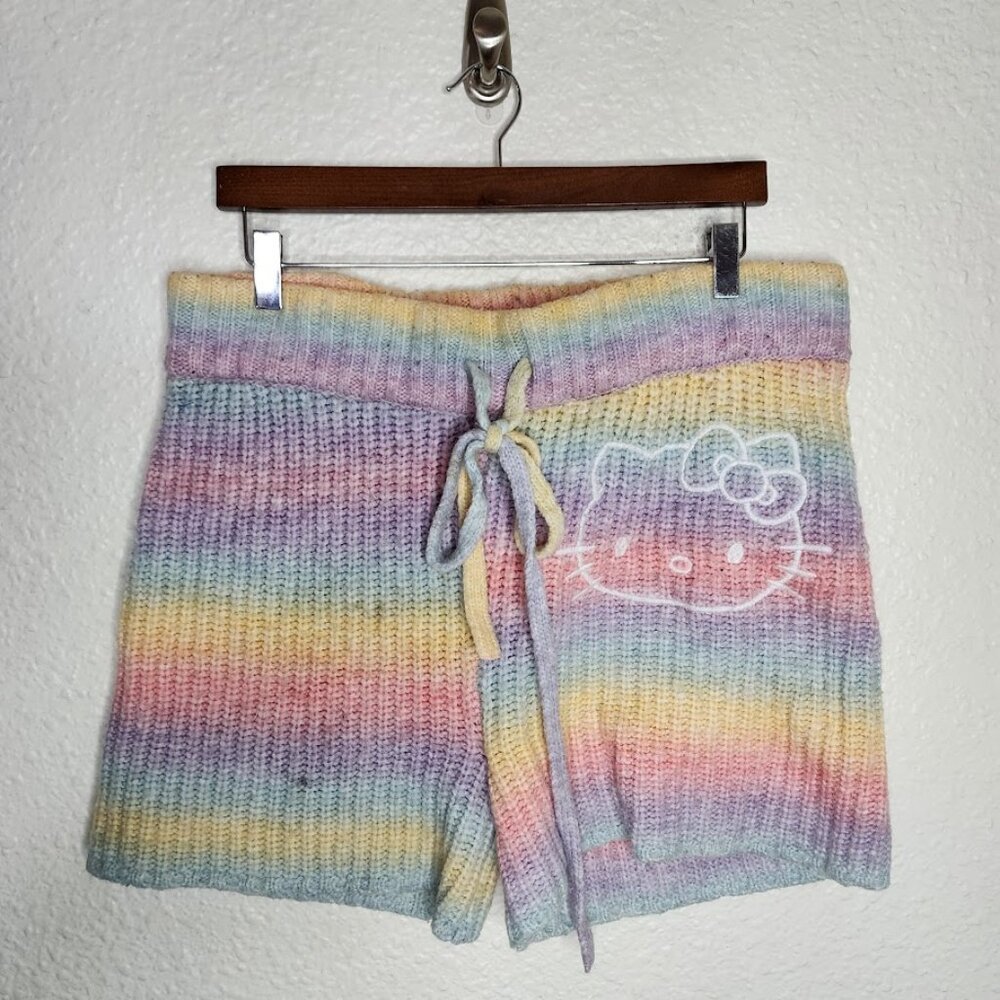 Hello Kitty x Forever 21 Pastel Rainbow Knit Shorts Women's Plus Size 3X